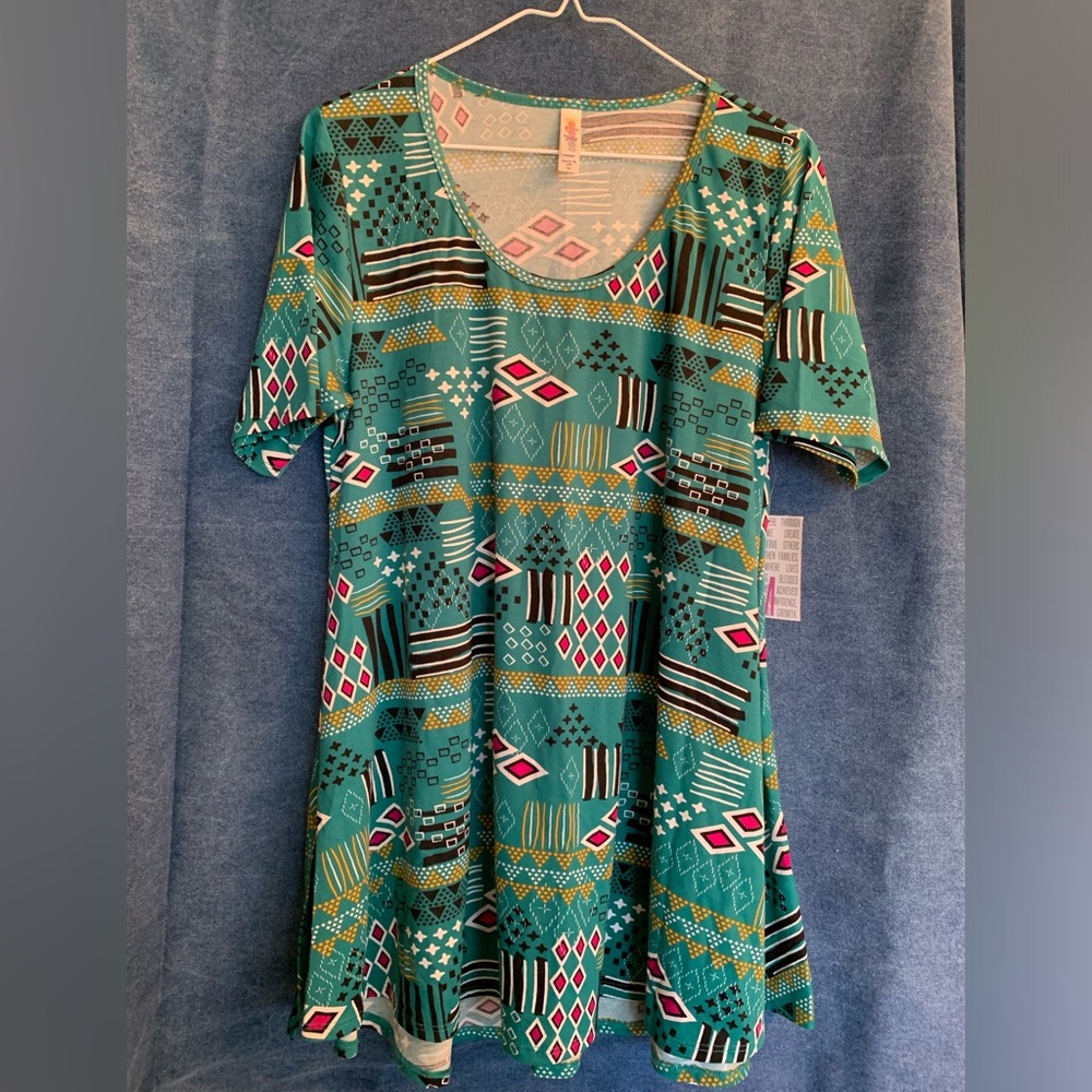 LuLaRoe Teal and Pink Geometric Dress Brand New with tags size Medium